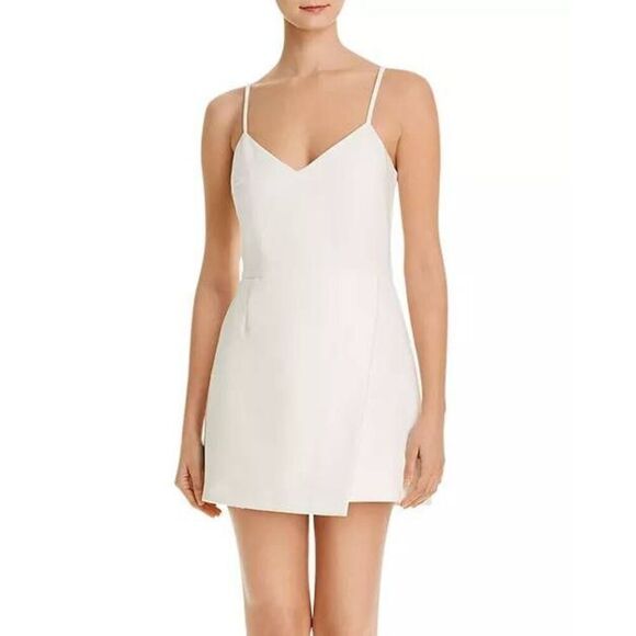 French Connection Stretch V-Neck Sleeveless Demi Mini Envelope Dress Summer Whit - Picture 1 of 10